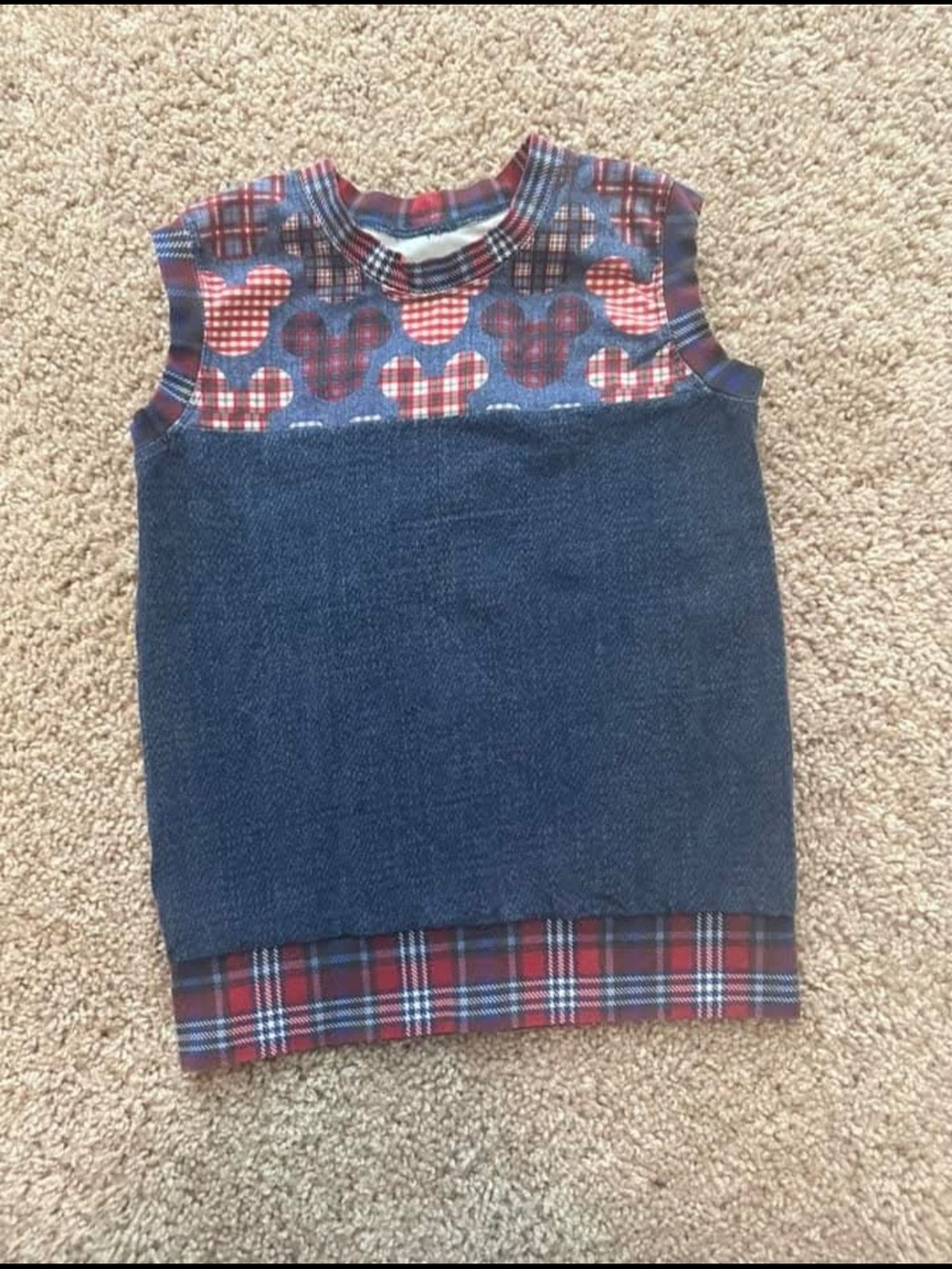 4T Navy & Red Plaid Sleeveless Top